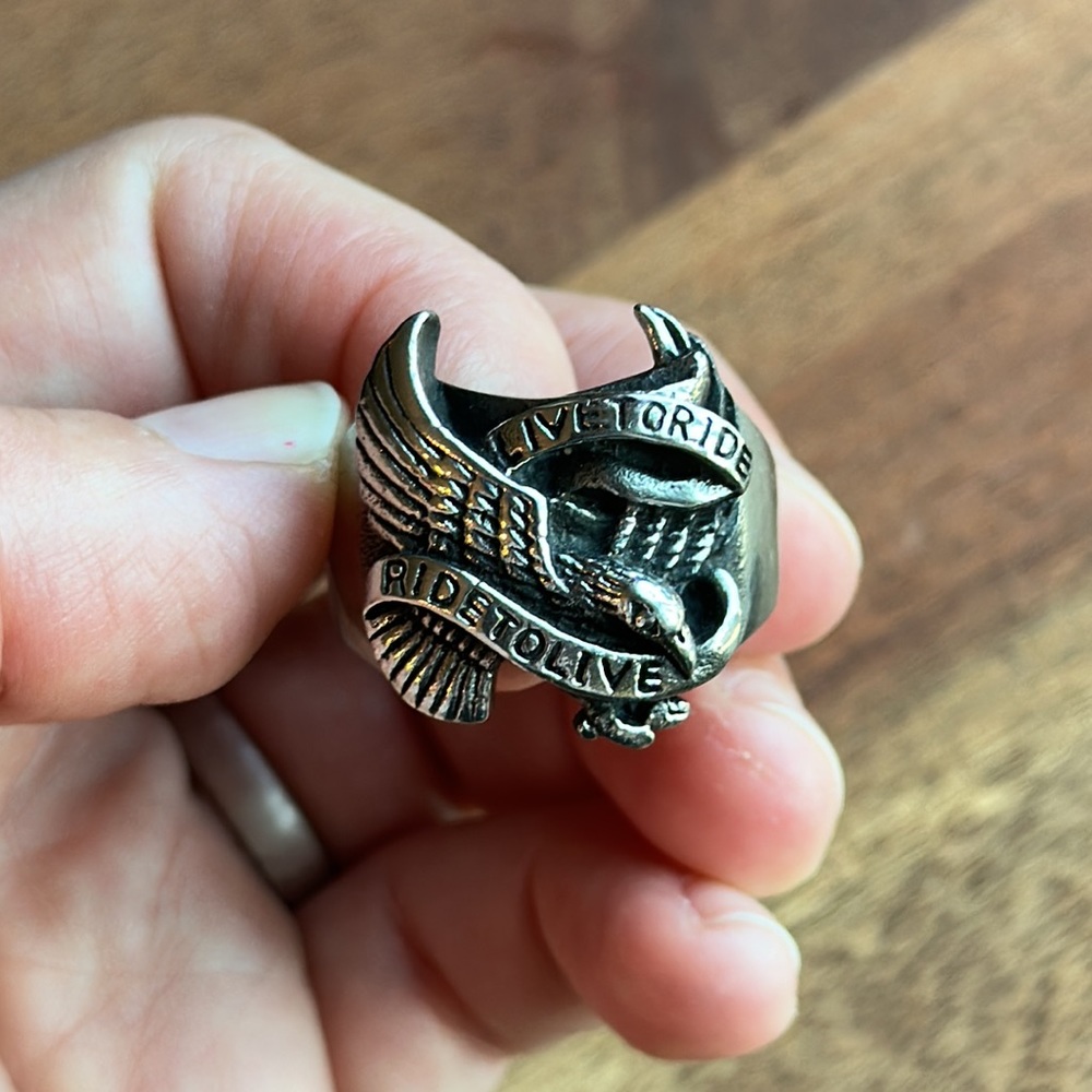 Live to Ride Ride to Live Biker Motorcycle Ring Jewelry Approximate size 11